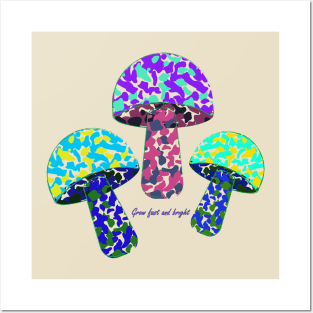 Blue spotted mushrooms Posters and Art